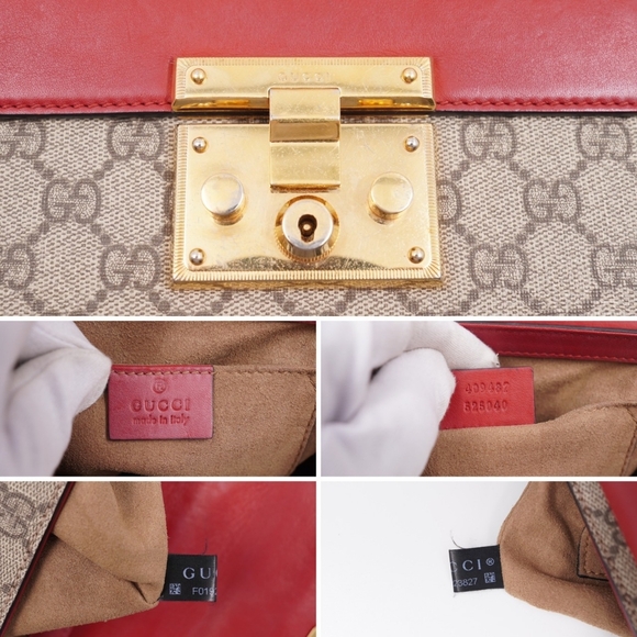 BX35 💕 GUCCI Padlock Shoulder Bag GG Coated Canvas and Leather - Picture 9 of 15